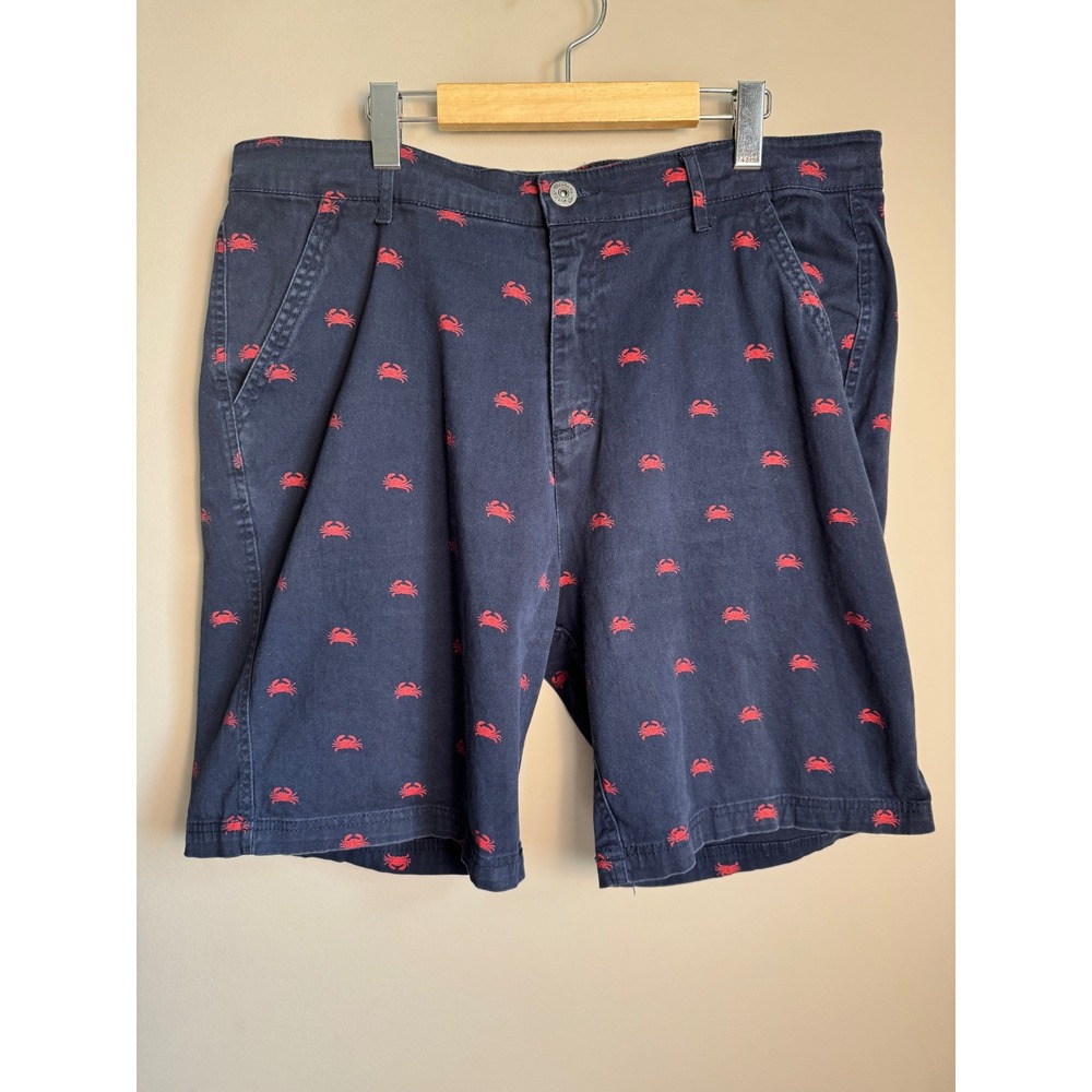 Vintage Genes 1891 Crab Print Slim Fit Chino Shorts Coastal Nautical Preppy